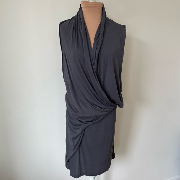 2nd Day Birger et Mikkelsen Menna Asphalt Gray Modal Wrap Ruched Dress NWT Sz S - Picture 1 of 10